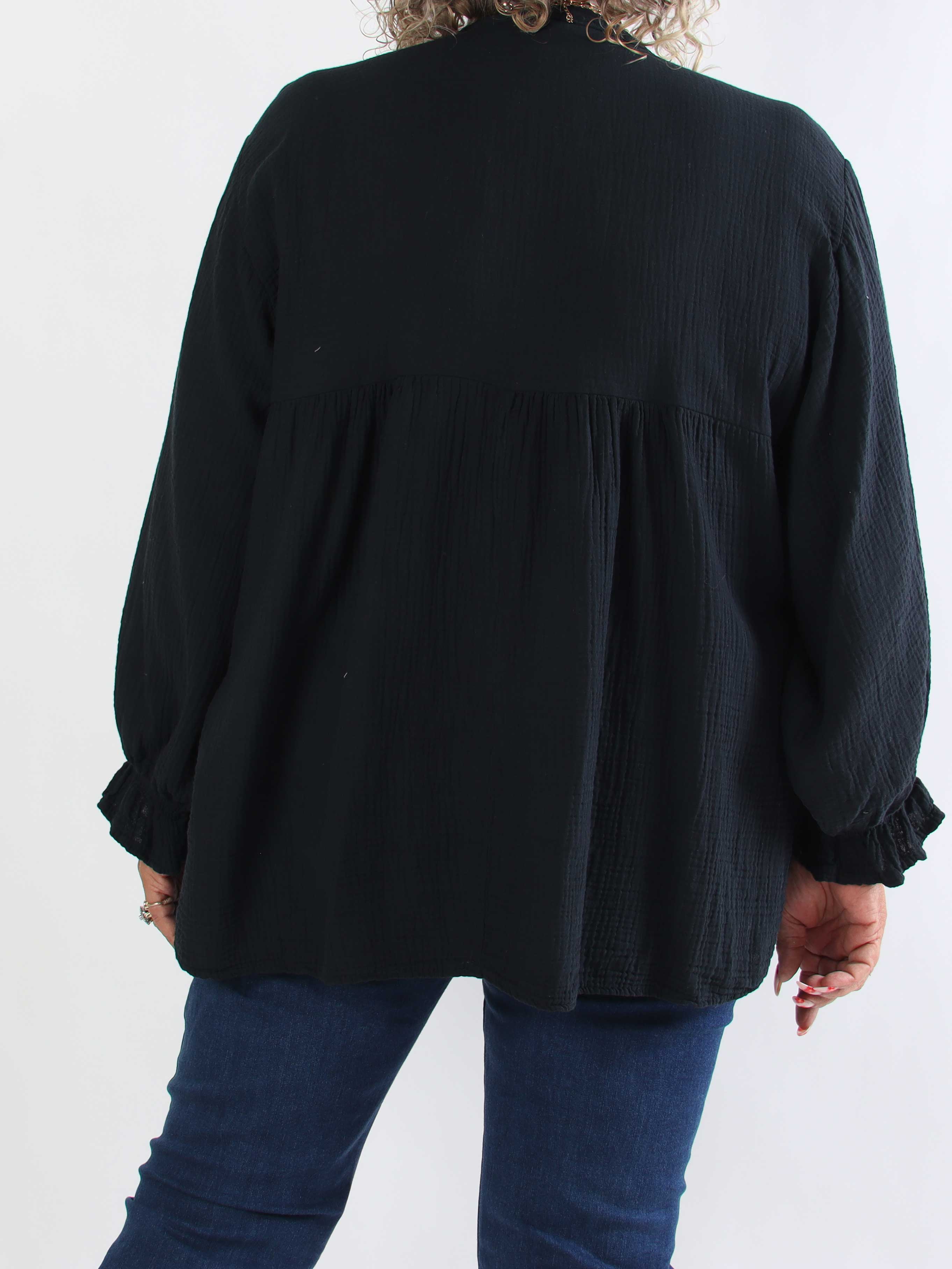 Diva Plain - Plus size tunikaskjorte i blødt musselin-stof